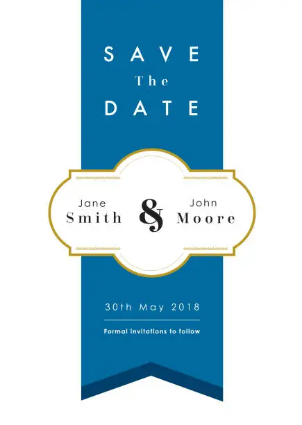 Vector illustration of Save the Date Blue theme