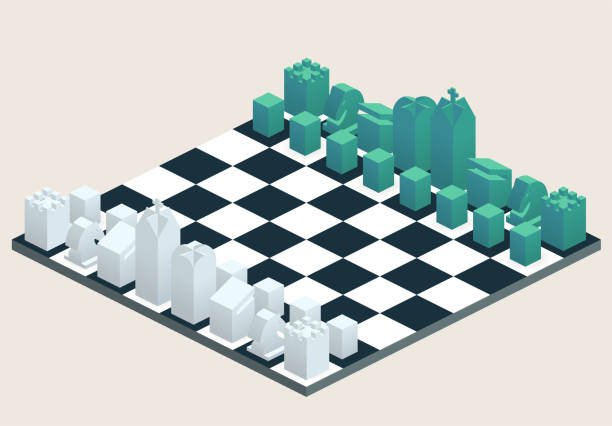 chess board isometric chess board three dimensional chess stock illustrations