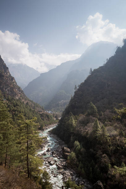 istock river surrounded with steep treelined valleys on overcast day 910704892