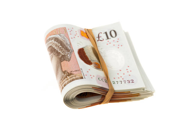Bundle of UK ten pounds banknotes
