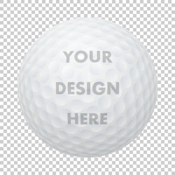 ilustraciones, imágenes clip art, dibujos animados e iconos de stock de icono de bola de golf realista vector. primer plano aislado sobre fondo de cuadrícula de transparencia. plantilla de diseño, maqueta para gráficos, impresión etcetera la bola deportes - pelota de golf