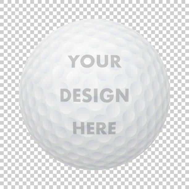 ilustrações, clipart, desenhos animados e ícones de ícone de bola de golfe realista vector. closeup isolada no contexto de grade de transparência. desporto bola modelo de design, maquete para gráficos, impressão etc... - bola de golfe