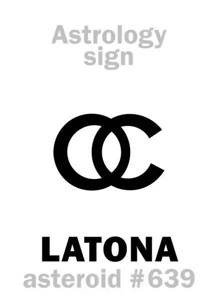 Vector illustration of Astrology Alphabet: LATONA (Leto), asteroid #639. Hieroglyphics character sign (single symbol).
