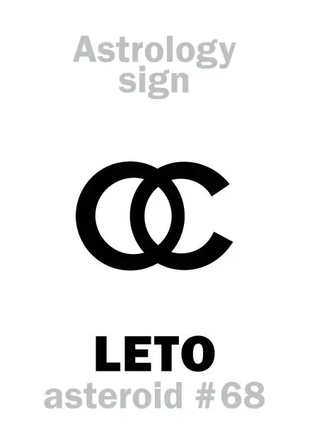 Vector illustration of Astrology Alphabet: LETO (Latona), asteroid #68. Hieroglyphics character sign (single symbol).