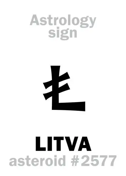 Vector illustration of Astrology Alphabet: LITVA, asteroid #2577. Hieroglyphics character sign (single symbol).