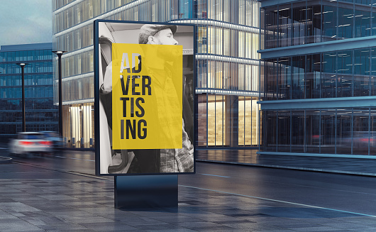 advertising billboard on the street 3d rendering