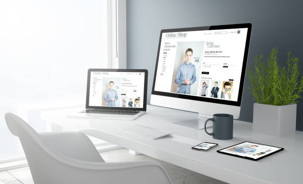 istock grey studio devices with fashion online shop website 910728958