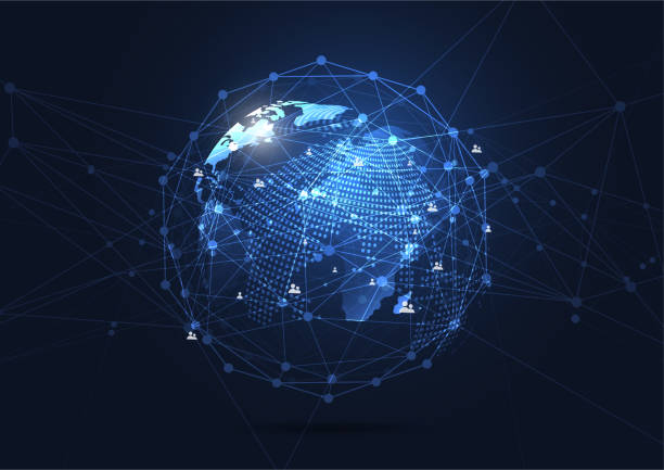 istock Global network connection. World map point and line composition concept of global business. Vector Illustration 910739608