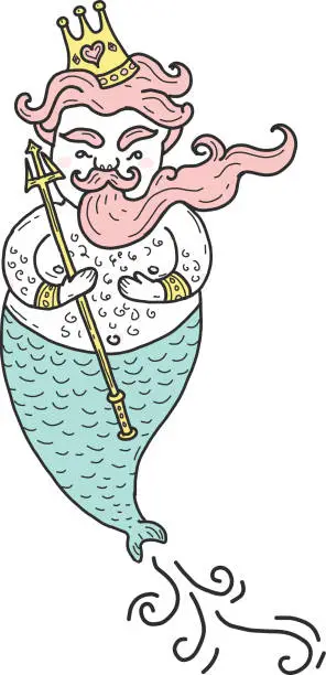 Vector illustration of Cute merman