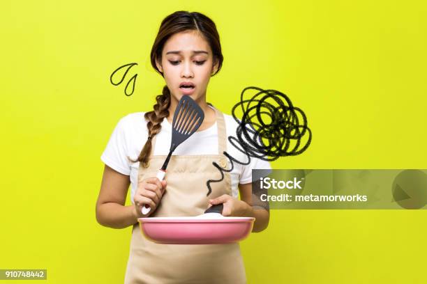 Young Woman Who Failed Cooking Stock Photo - Download Image Now - Cooking, Teenager, Women