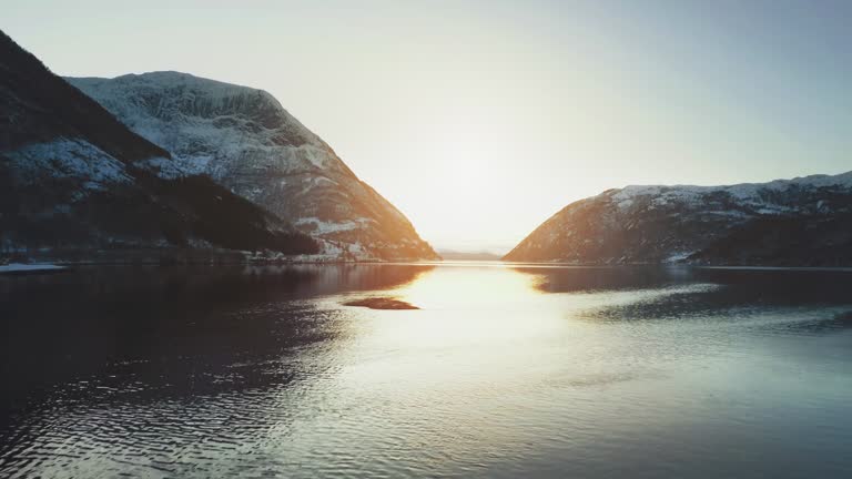 Aerial drone view: the fjords of Norway