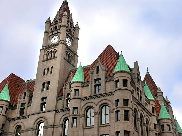 The modern tower buildings of downtown Sain Paul, capital of Minnesota, United States.
