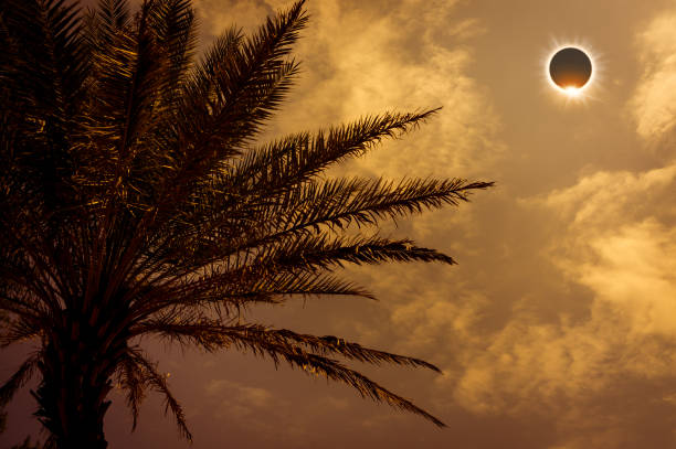 istock Amazing scientific natural phenomenon. Total solar eclipse glowing on sky. 910755416