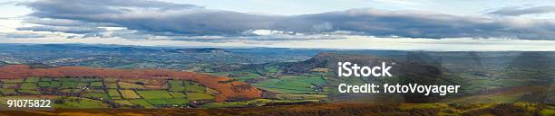 Farmhouses Pasture Panorama Stock Photo - Download Image Now - Agricultural Field, Agriculture, Brecon Beacons