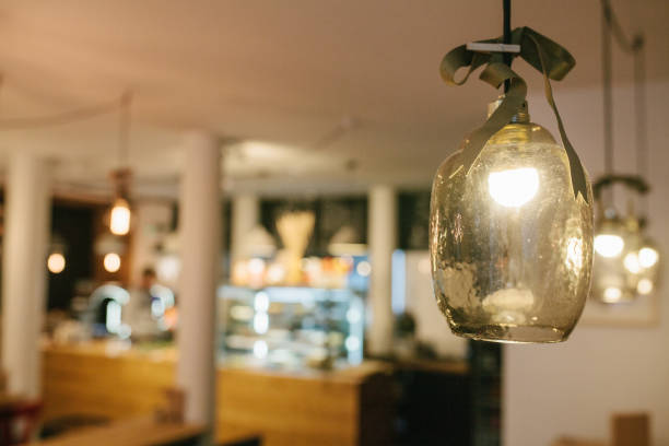istock Decorative modern lamps in a cafe. Selective focus. 910758746