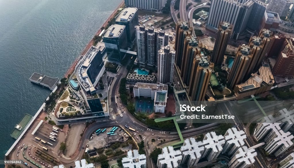 Private housing of Hong Kong from drone view Development Stock Photo