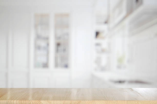 istock Empty wood table in kitchen room. for product display montage. 910765108