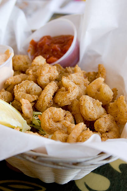 Basket of Popcorn Shrimp stock photo