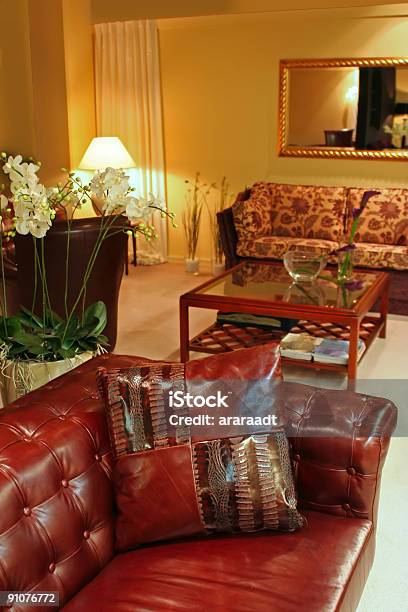 Interior With Leather Pillow Stock Photo - Download Image Now - Color Image, Comfortable, Cozy