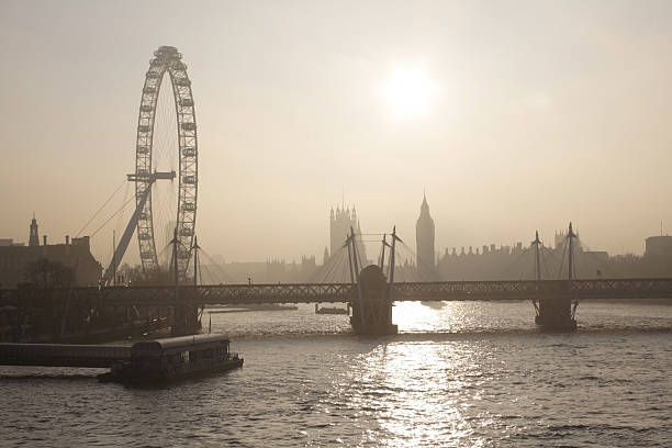 London skyline in the foggy day stock photo