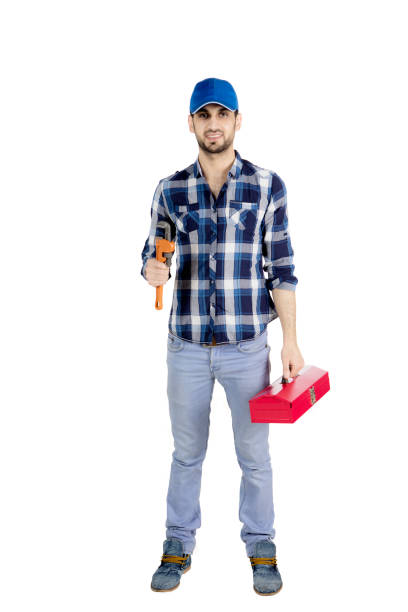 istock Italian technician holding wrench and tool box 910775934