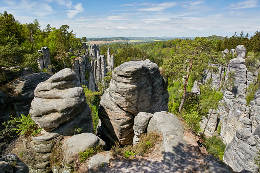 The sandstone rocks called Prachovske skaly (Prachov Rocks) in National Park Cesky Raj (Bohemian Paradise). Czech Republic. Central Europe.