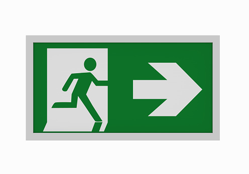 Emergency exit door in a hospital building