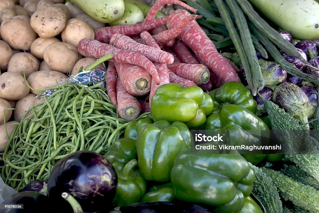 Fundo de alimentos vegetais na Índia, comestíveis, frescas - Royalty-free Cor verde Foto de stock