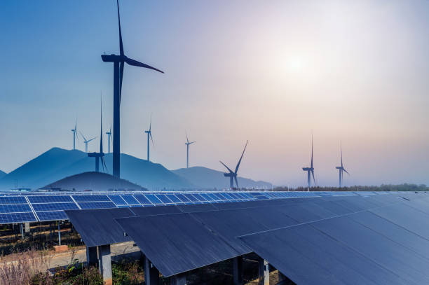 istock Solar panels and wind power generation equipment 910786138