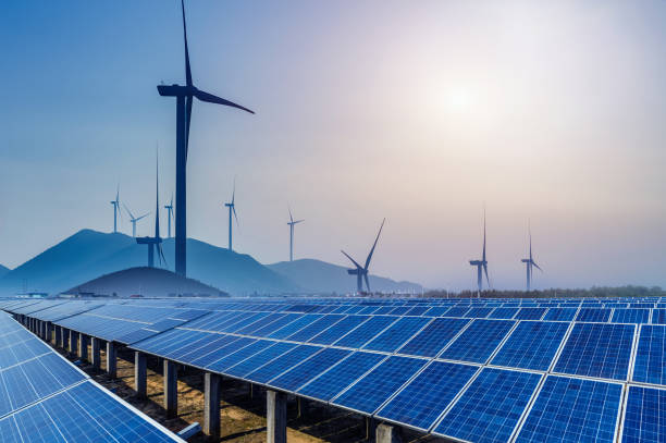 istock Solar panels and wind power generation equipment 910786416