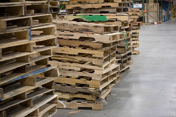 istock Shipping Palettes in a Warehouse 91078859