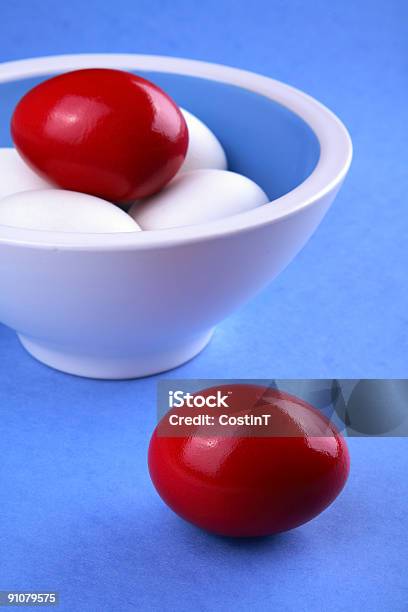 Red And White Easter Eggs Stock Photo - Download Image Now - Animal Egg, Blue, Bowl