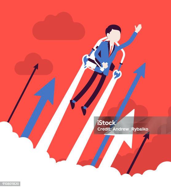 Jetpack Businessman Flight Stock Illustration - Download Image Now - Child, Entrepreneur, Beginnings