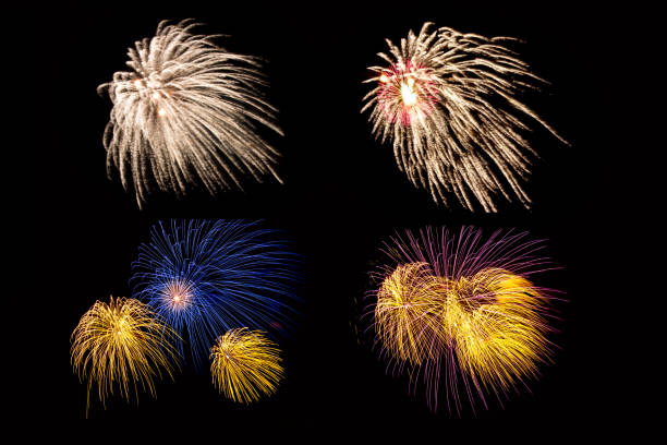 istock The fireworks or salute in the night sky. Abstract textures for your project on black background. 910801966