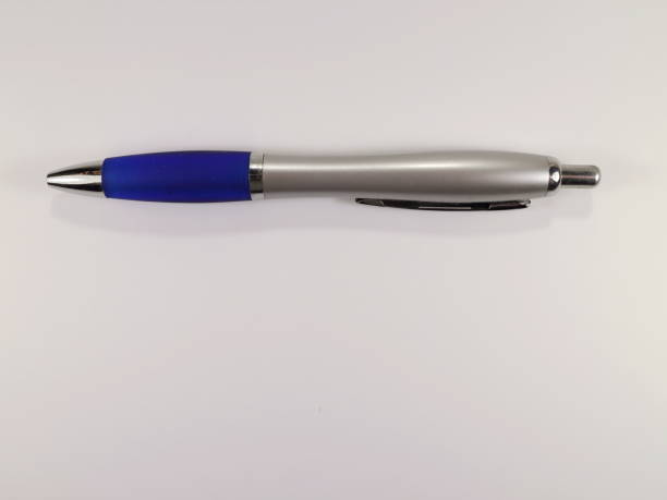 ballpoint pen in blue color on a white background