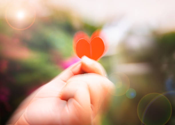 istock Hand holding a heart shape with blurry background for velentine's day 910806666