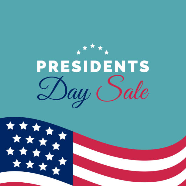 Happy Presidents Day Sale handwritten phrase in vector. National american holiday illustration with USA flag. Happy Presidents Day Sale handwritten phrase in vector. National american holiday illustration with USA flag. Festive poster, card etc. presidents day logo stock illustrations