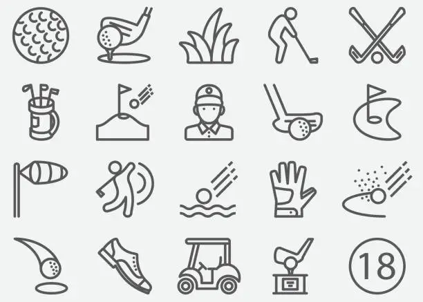 Vector illustration of Golf Sport Line Icons