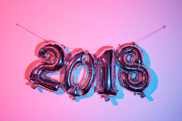 number 2018, as the new year - 0 1 year imagens e fotografias de stock