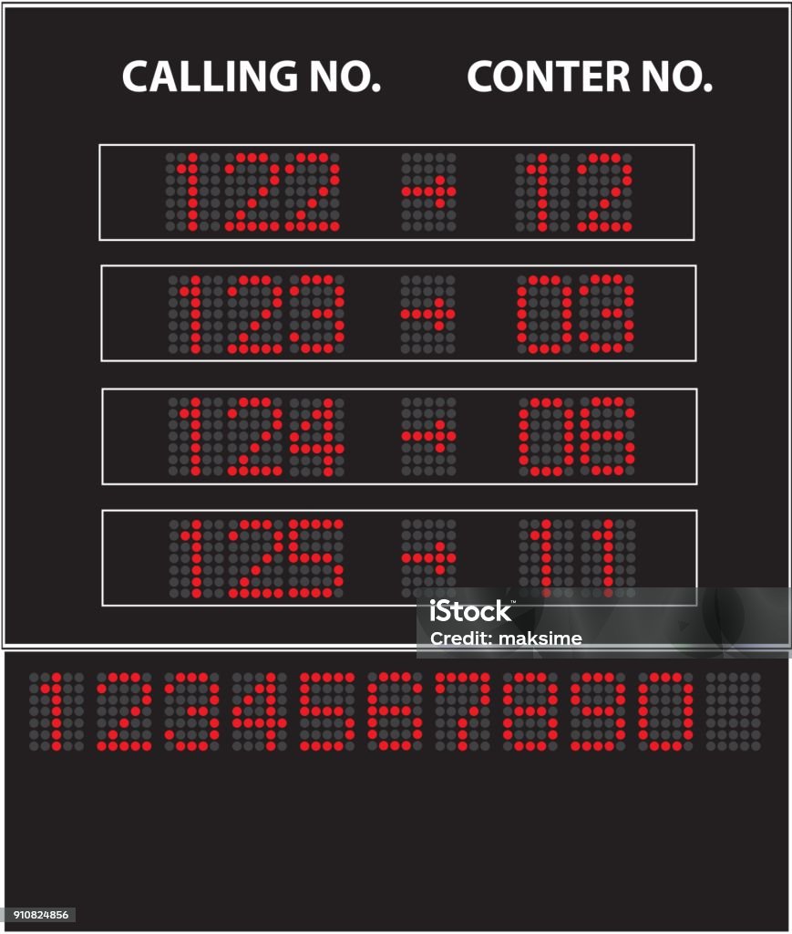 Queue Number Monitor Led Queue Display Stock Illustration - Download Image Now - Computer ...