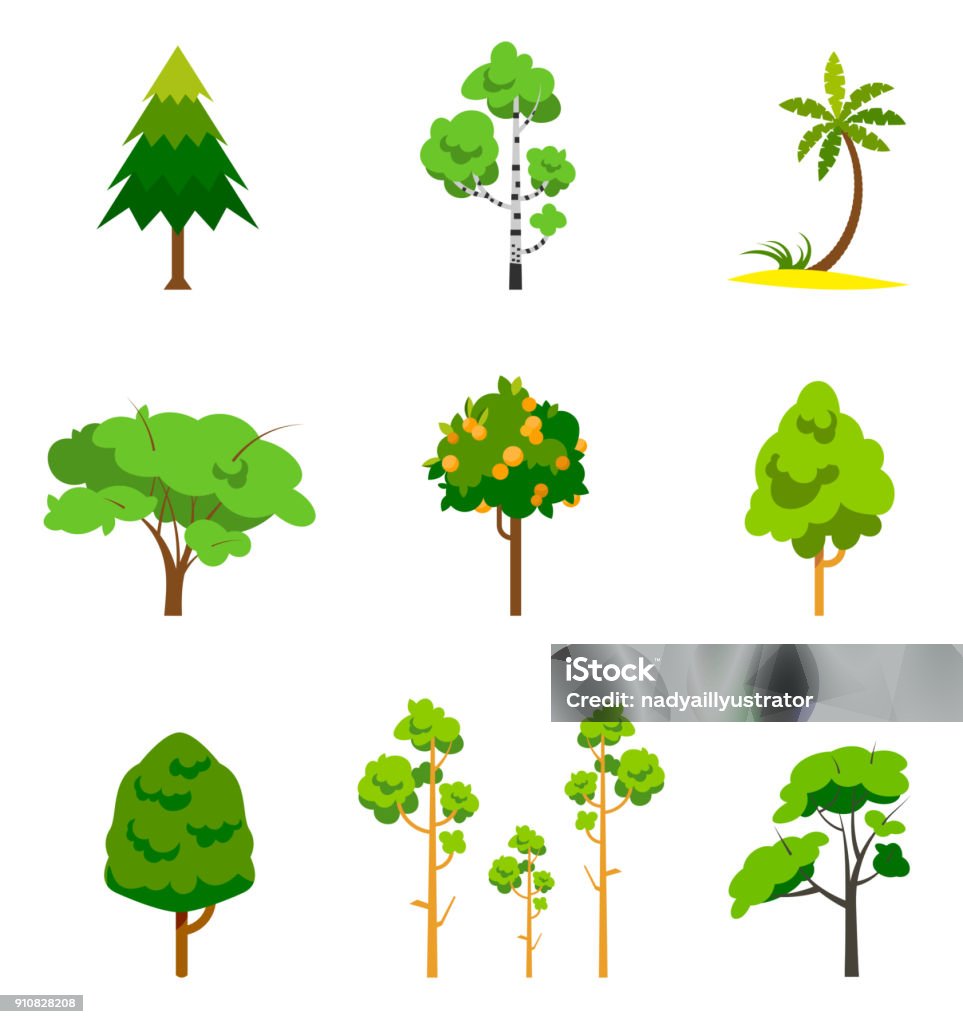 Difference Tree Picture Download Different Tree Set Vector Illustration Stock Illustration - Download ...