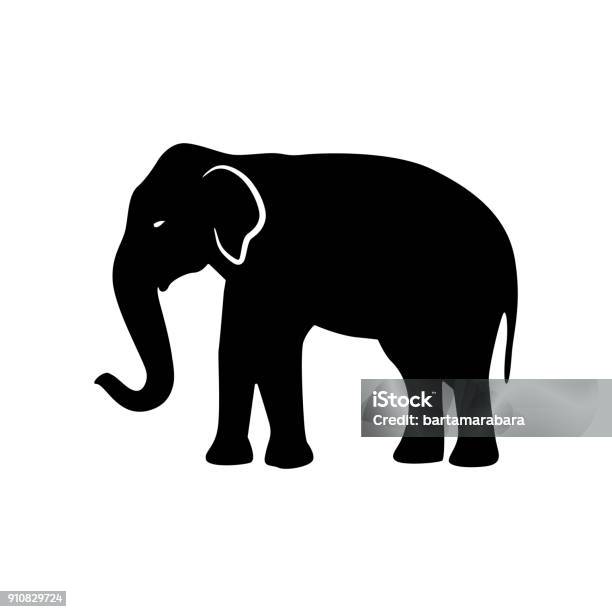Black Elephant Silhouette Vector Stock Illustration - Download Image Now - Elephant, Icon Symbol, Vector