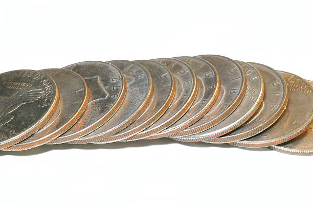 istock Line of silver dollars 91083199