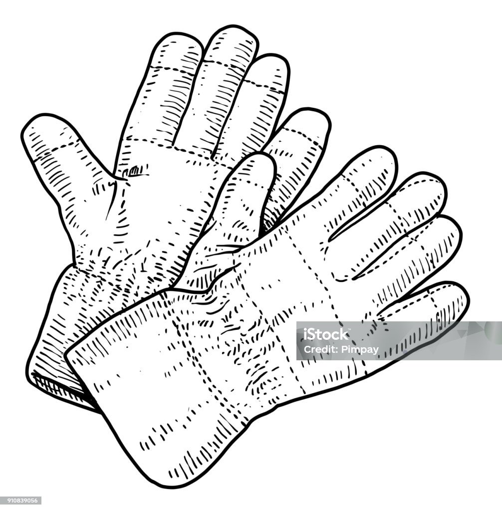 Gloves Illustration Drawing Engraving Ink Line Art Vector Stock  Illustration - Download Image Now - iStock