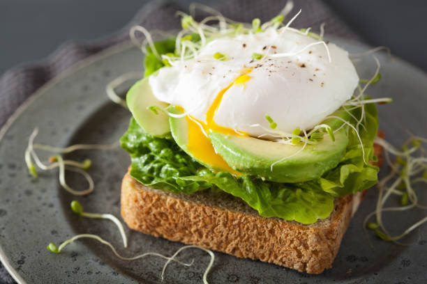 istock breakfast toast with avocado, poached egg and alfalfa sprouts 910839208