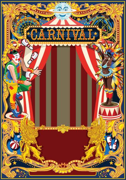 karneval plakat zirkus thema - rollercoaster people amusement park ride red stock-grafiken, -clipart, -cartoons und -symbole