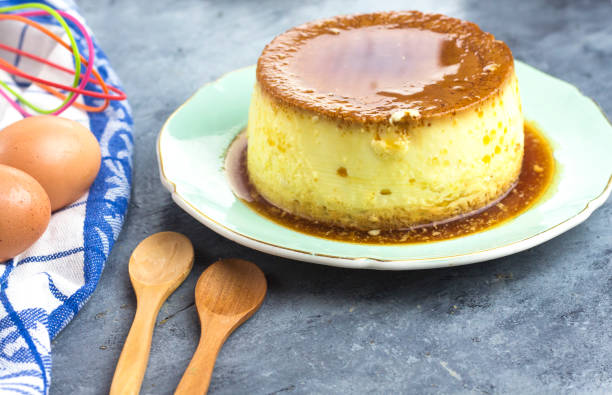 istock homemade Caramel custard desert 910840656