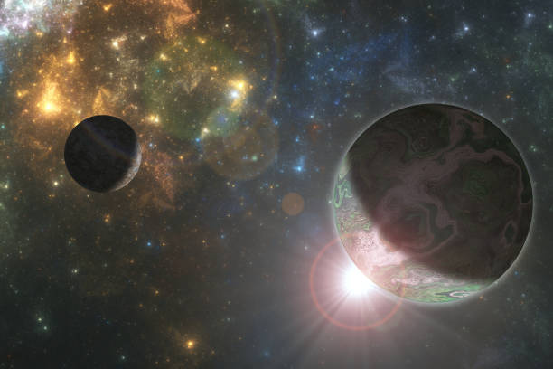 istock Deep space alien planet, fantasy astro 3D illustration 910840788