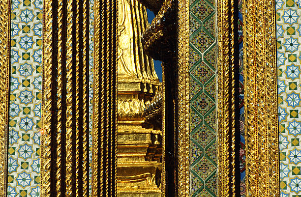 istock Golden ornaments at a temple in Thailand 91084353