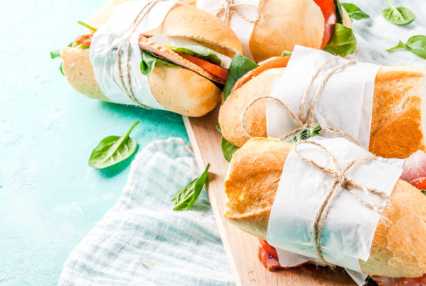 istock Fresh baguette sandwiches 910847050